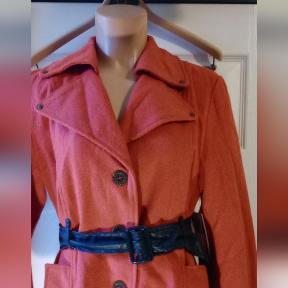 BLAC LABEL PINK , ORANGE BELTED COAT SIZE LARGE - Picture 2 of 14
